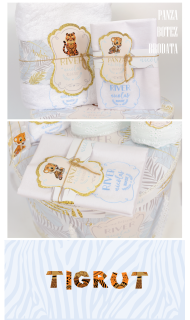 Trusou de botez cu broderie personalizata pentru baieti, Little tiger 3